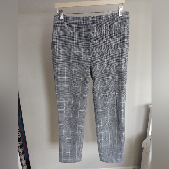 Zara Womens Plaid Mid Rise Trouser Pants Gray Workwear Size L - Picture 1 of 3